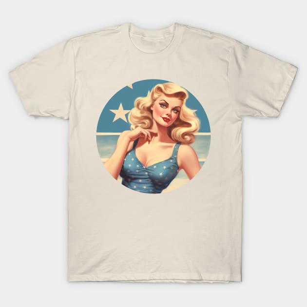 Vintage Pin up Girl US Sexy Pin Up Girl 1940s poster WWII T-Shirt by RetroZin